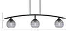 Kurve Three Light Island Pendant in Matte Black with Smoke Ribbed Shade