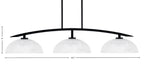 Kurve Three Light Island Pendant in Matte Black with Clear Ribbed Shade
