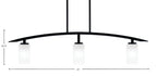 Kurve Three Light Island Pendant in Matte Black with Square White Marble Shade