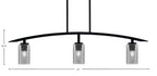 Kurve Three Light Island Pendant in Matte Black with Square Smoke Bubble Shade