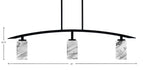 Kurve Three Light Island Pendant in Matte Black with Square Onyx Swirl Shade