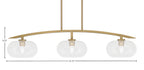 Kurve Three Light Island Pendant in New Age Brass with 10" Clear Bubble Shade