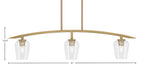 Kurve Three Light Island Pendant in New Age Brass with 5" Clear Bubble Shade