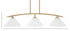 Kurve Three Light Island Pendant in New Age Brass with 12" White Marble Shade