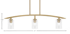 Kurve Three Light Island Pendant in New Age Brass with 4" Clear Bubble Shade