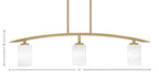 Kurve Three Light Island Pendant in New Age Brass with 4" White Marble Shade