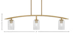 Kurve Three Light Island Pendant in New Age Brass with 4" Smoke Bubble Shade