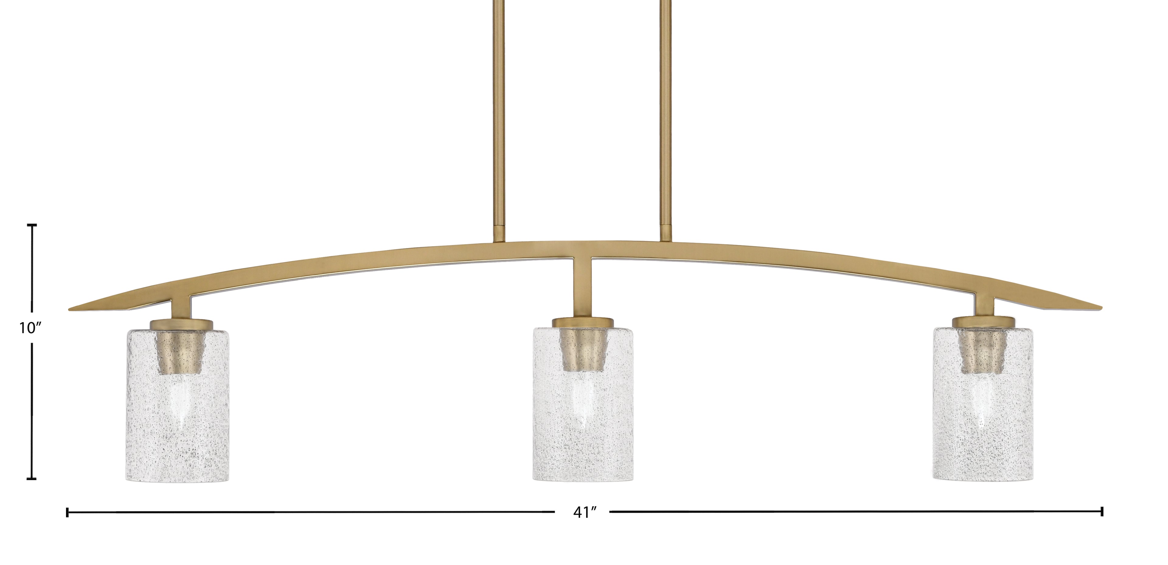 Kurve Three Light Island Pendant in New Age Brass with 4" Smoke Bubble Shade