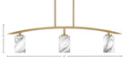 Kurve Three Light Island Pendant in New Age Brass with 4" Onyx Swirl Shade