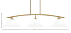 Kurve Three Light Island Pendant in New Age Brass with 12" White Muslin Shade