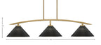 Kurve Three Light Island Pendant in New Age Brass with 12" Black Matrix Shade