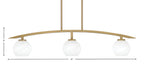 Kurve Three Light Island Pendant in New Age Brass with 5.75" White Marble Shade