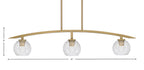Kurve Three Light Island Pendant in New Age Brass with 5.75" Smoke Bubble Shade