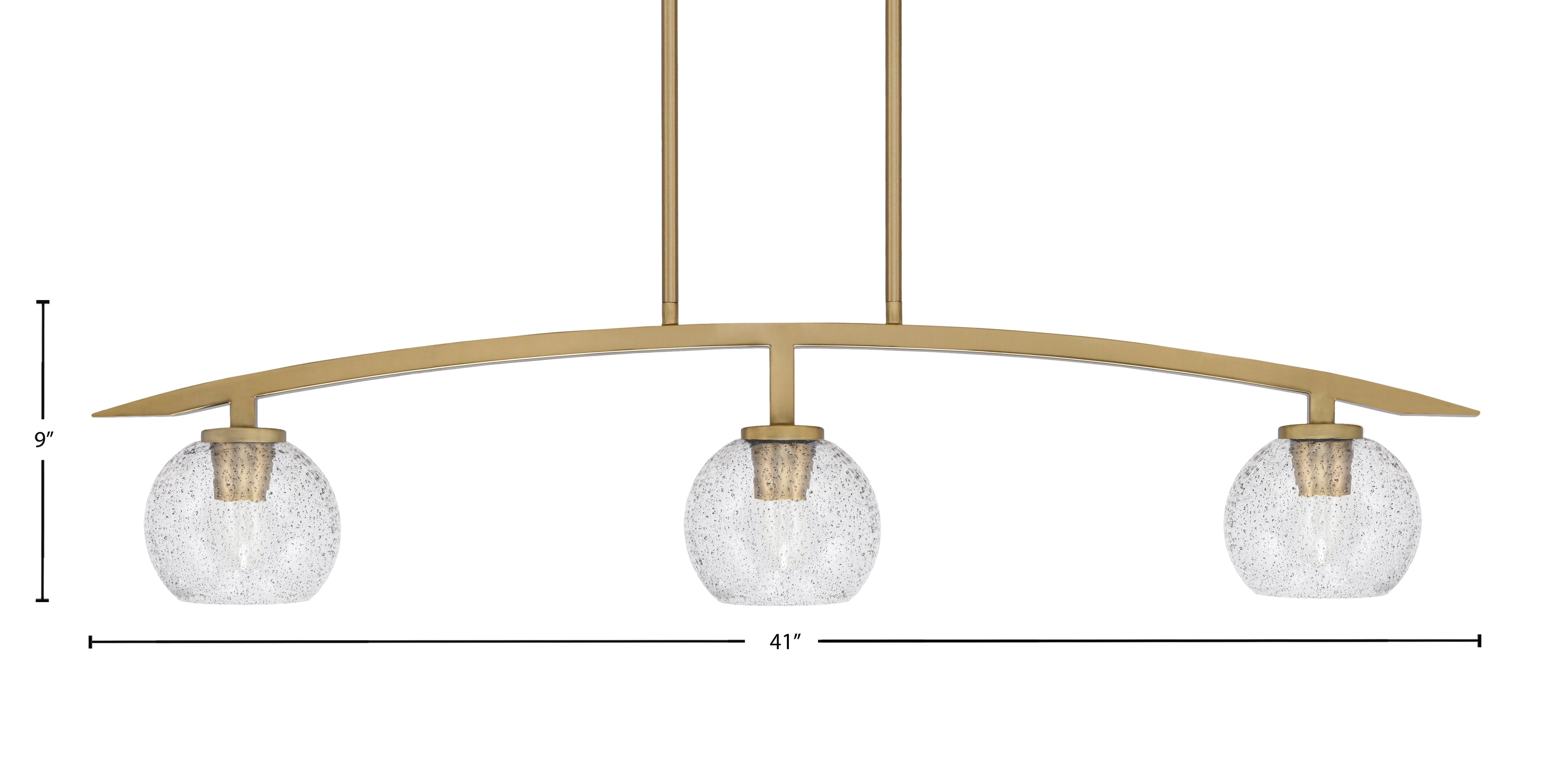 Kurve Three Light Island Pendant in New Age Brass with 5.75" Smoke Bubble Shade