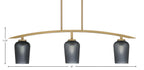Kurve Three Light Island Pendant in New Age Brass with 5" Smoke Textured Shade