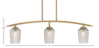 Kurve Three Light Island Pendant in New Age Brass with 5" Silver Textured Shade
