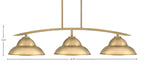 Kurve Three Light Island Pendant in New Age Brass with 13" New Age Brass Double Bubble Metal Shad Shade