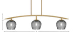 Kurve Three Light Island Pendant in New Age Brass with 6" Smoke Textured Shade