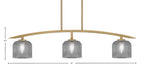 Kurve Three Light Island Pendant in New Age Brass with 6" Smoke Textured Shade