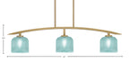 Kurve Three Light Island Pendant in New Age Brass with 6" Turquoise Textured Shade