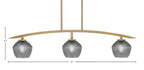 Kurve Three Light Island Pendant in New Age Brass with 6" Smoke Textured Shade