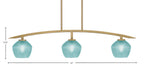 Kurve Three Light Island Pendant in New Age Brass with 6" Turquoise Textured Shade