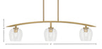 Kurve Three Light Island Pendant in New Age Brass with 6" Clear Bubble Shade