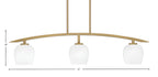 Kurve Three Light Island Pendant in New Age Brass with 6" White Marble Shade