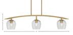 Kurve Three Light Island Pendant in New Age Brass with 6" Smoke Bubble Shade