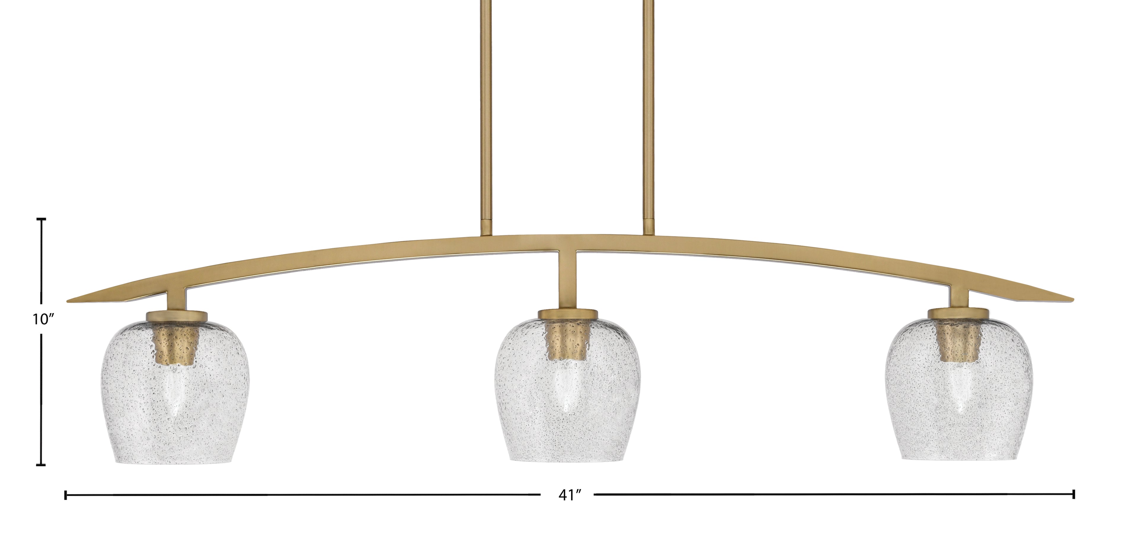 Kurve Three Light Island Pendant in New Age Brass with 6" Smoke Bubble Shade