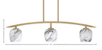 Kurve Three Light Island Pendant in New Age Brass with 6" Onyx Swirl Shade
