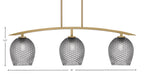 Kurve Three Light Island Pendant in New Age Brass with 7.5" Smoke Textured Shade