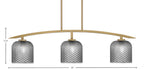 Kurve Three Light Island Pendant in New Age Brass with 7" Smoke Textured Shade