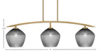 Kurve Three Light Island Pendant in New Age Brass with 9" Smoke Textured Shade