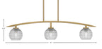 Kurve Three Light Island Pendant in New Age Brass with 6" Clear Ribbed Shade
