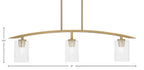 Kurve Three Light Island Pendant in New Age Brass with 4" Clear Bubble Shade