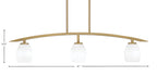 Kurve Three Light Island Pendant in New Age Brass with 5" White Linen Shade