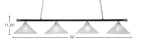 Oxford Four Light Bar in Chrome & Matte Black with 16" Italian Bubble Shade