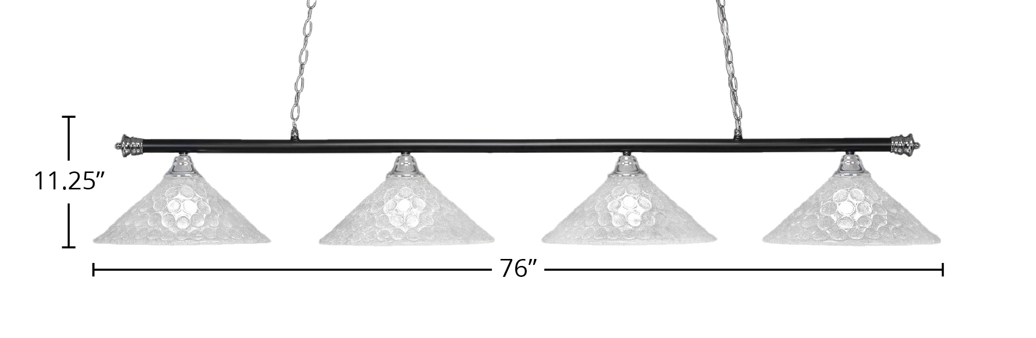 Oxford Four Light Bar in Chrome & Matte Black with 16" Italian Bubble Shade