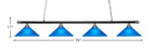 Oxford Four Light Bar in Chrome & Matte Black with 16" Blue Italian Shade