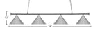 Oxford Four Light Bar in Chrome & Matte Black with 14" Chrome Cone Metal Shade Shade