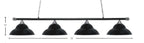 Oxford Four Light Bar in Chrome & Matte Black with 16" Matte Black Double Bubble Metal Shade Shade