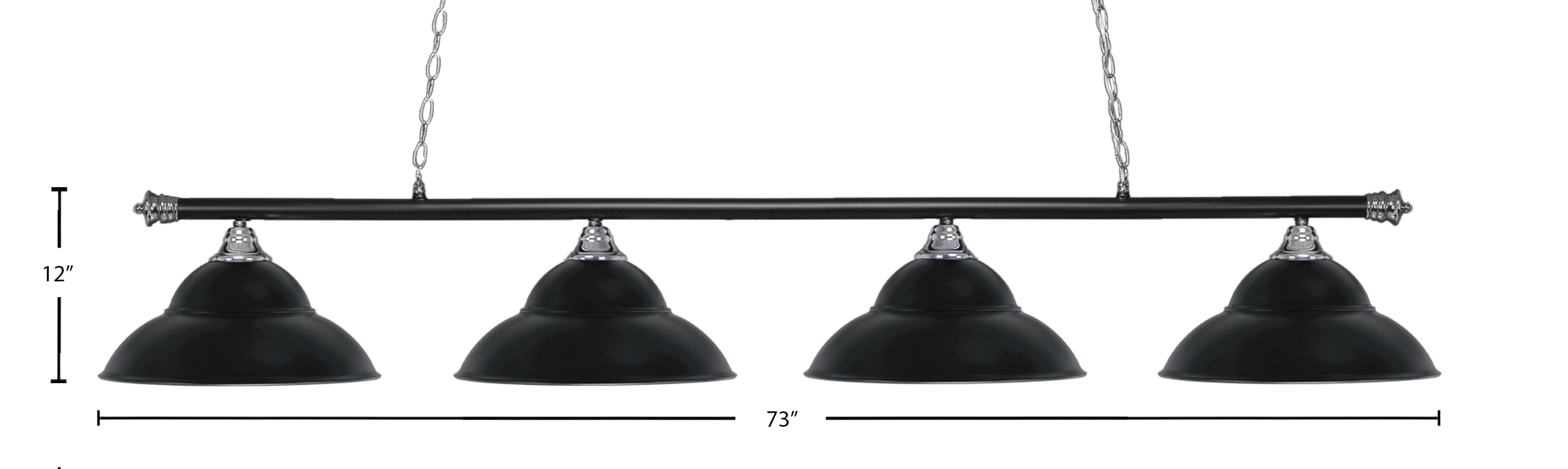 Oxford Four Light Bar in Chrome & Matte Black with 16" Matte Black Double Bubble Metal Shade Shade