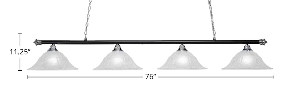 Oxford Four Light Bar in Chrome & Matte Black with 16" White Marble Shade