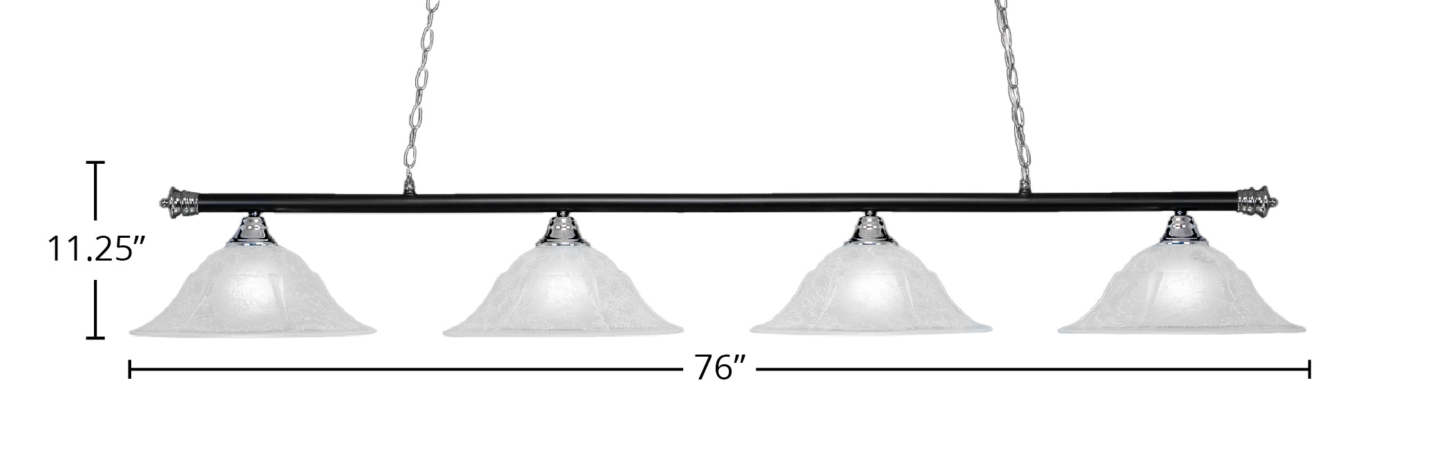Oxford Four Light Bar in Chrome & Matte Black with 16" White Marble Shade
