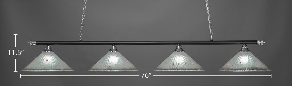 Oxford Four Light Bar in Chrome & Matte Black with 16" Frosted Crystal Shade