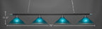 Oxford Four Light Bar in Chrome & Matte Black with 16" Teal Crystal Shade