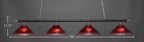 Oxford Four Light Bar in Chrome & Matte Black with 16" Raspberry Crystal Shade