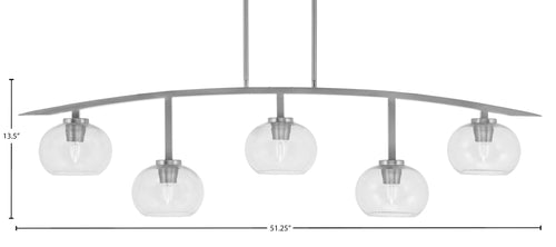 Kurve Five Light Bar in Graphite with Clear Bubble Shade