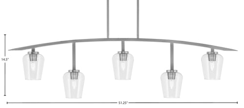 Kurve Five Light Bar in Graphite with Clear Bubble Shade